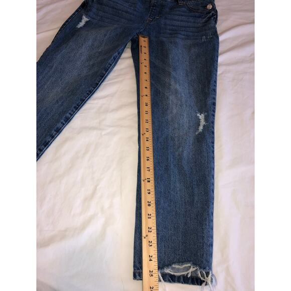 Denim Overalls Size 6 Blue Distressed Pockets 90s Grunge Boho Farmer Country - Picture 6 of 9